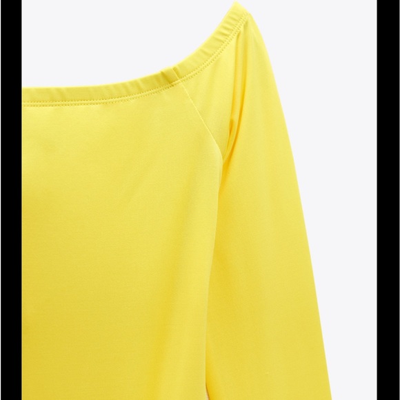 Zara off the shoulder yellow stretching bodysuit - Picture 6 of 8